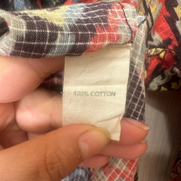 Anthropologie Forever That Girl Ikat Paisley Contrast Print Button Down - Picture 6 of 7